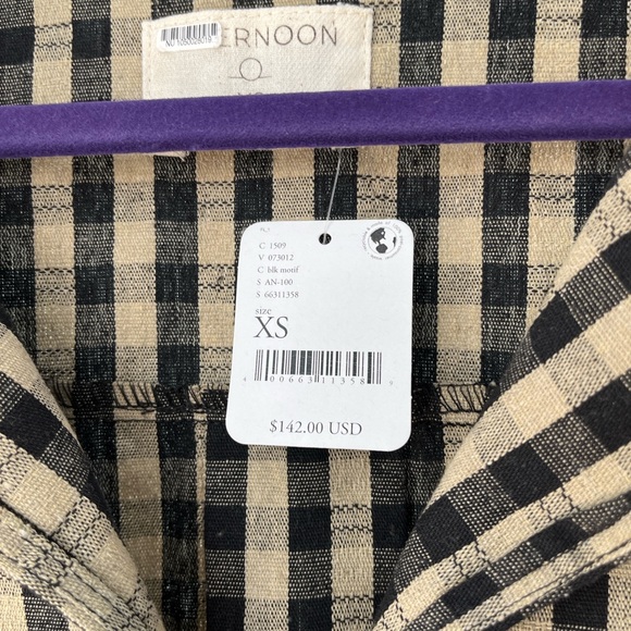 Free People Gingham Black and Cream Mini Dress Size XS - Picture 10 of 14